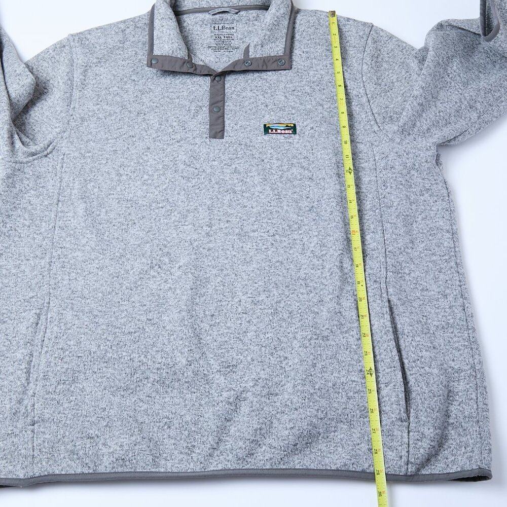 LL Bean 1/4 Snap Sweater Fleece Pullover Men's XXL Tall 2XLT Heather Gray Preppy - Picture 11 of 11